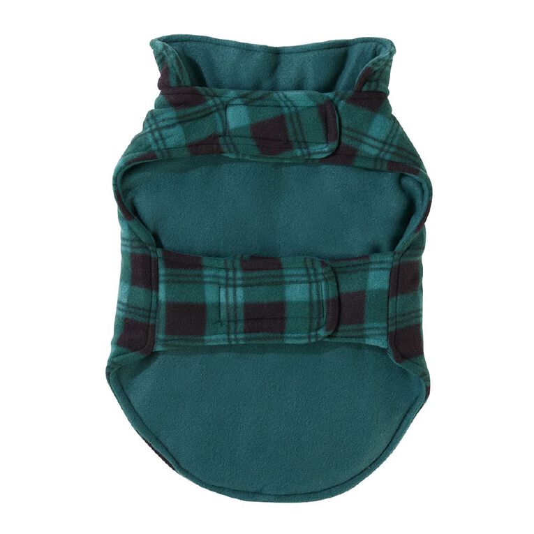 Petzone Fleece Pet Jacket Check Green Large, , hi-res