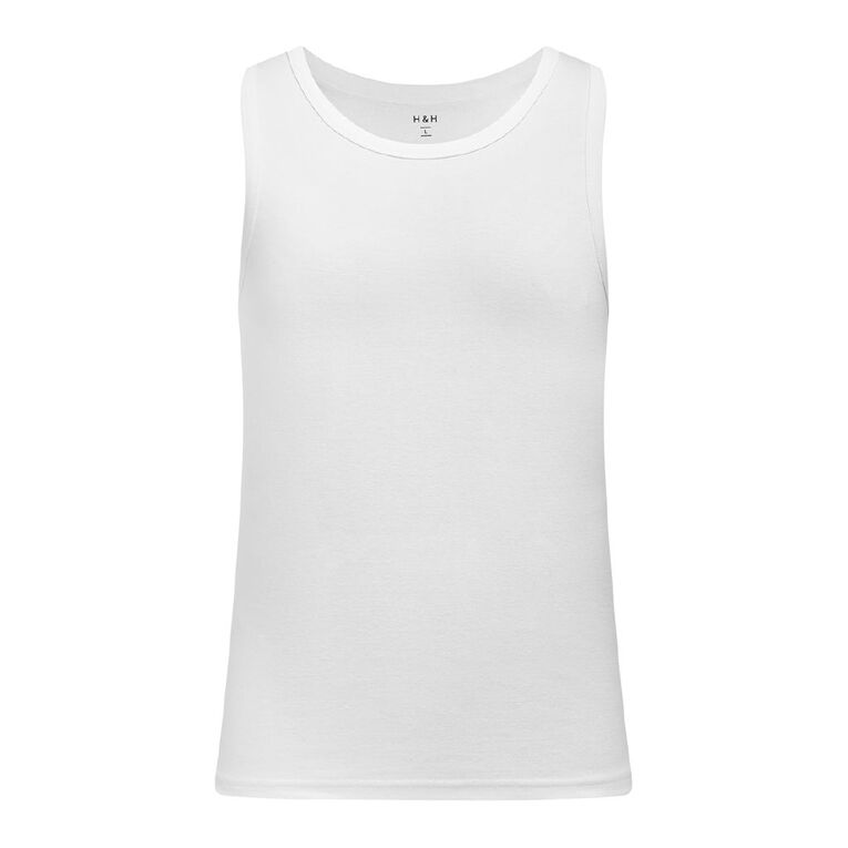 H&H Men's Plain Singlet, White, hi-res