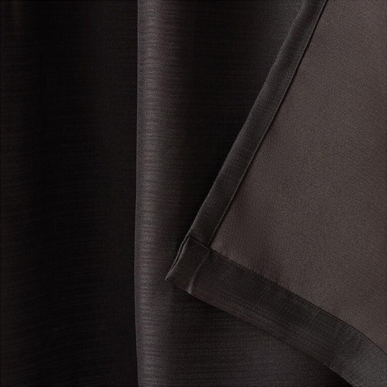 Living & Co Sienna Curtains Black 150-230cm Wide/205cm Drop, , hi-res