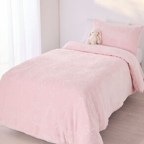 Living & Co Kids Duvet Cover Set Plush Embossed Pink Single