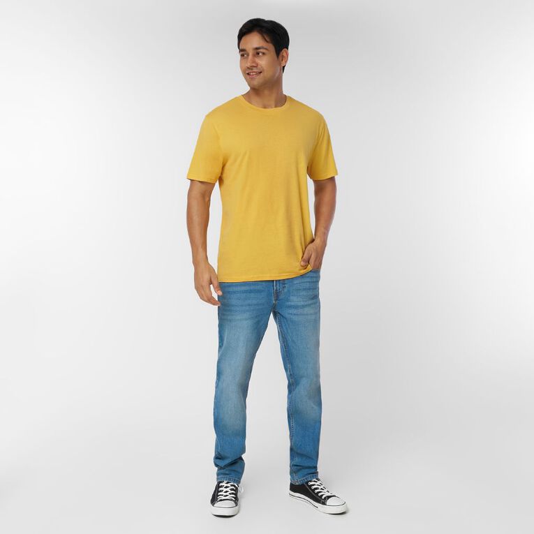 H&H Men's Regular Fit Plain Tee, Yellow Mid, hi-res