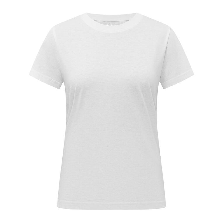 H&H Women's Essential Short Sleeve Crew Neck Tee, White, hi-res