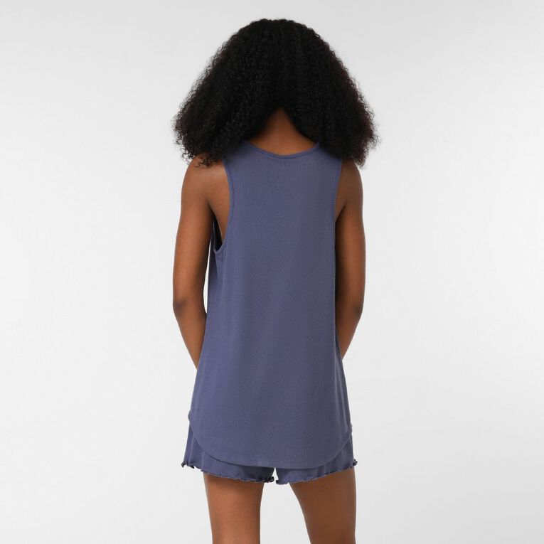 H&H Women's Soft Touch Pyjama Tank Top, Blue Dark, hi-res