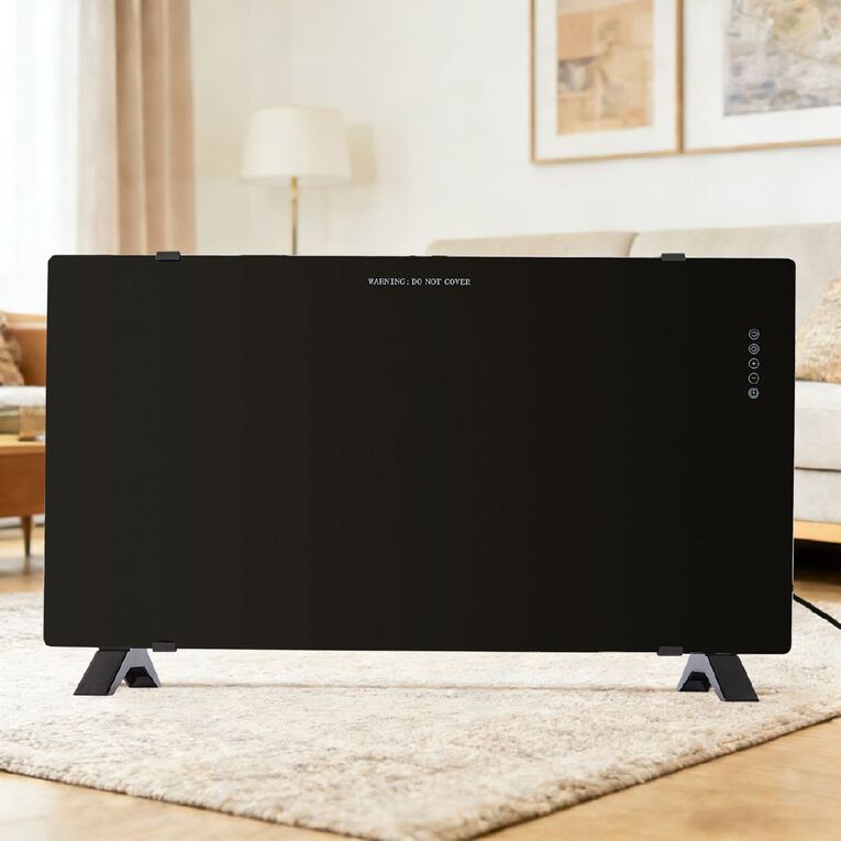 Kensington Digital Glass Panel Heater 2KW Black, , hi-res