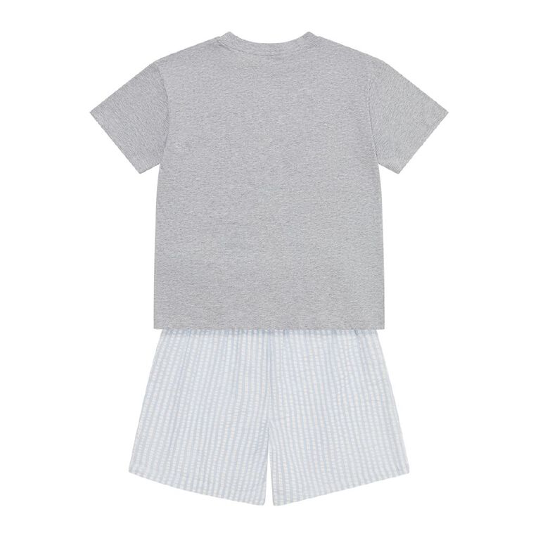 H&H Boys' Tee and Seersucker Short Pyjama Set, Grey Dark, hi-res