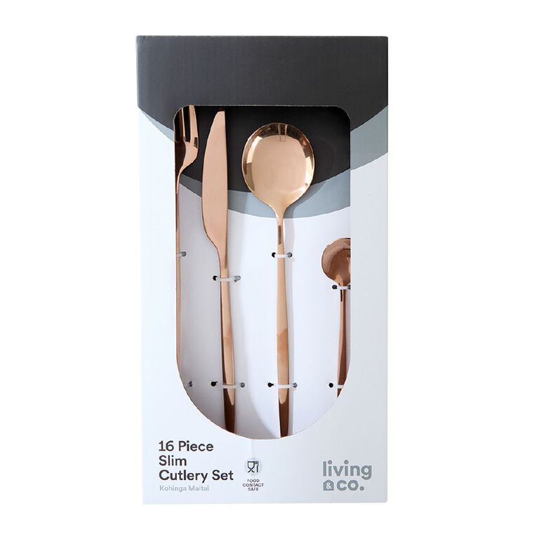 Living & Co Cutlery Set Slim Rose Gold 16 Piece, , hi-res