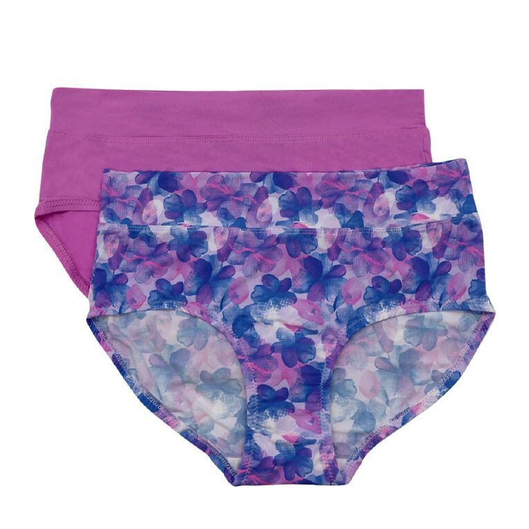 Underworks Women's Smooth Line Midi Briefs 2 Pack, Purple Mid, hi-res