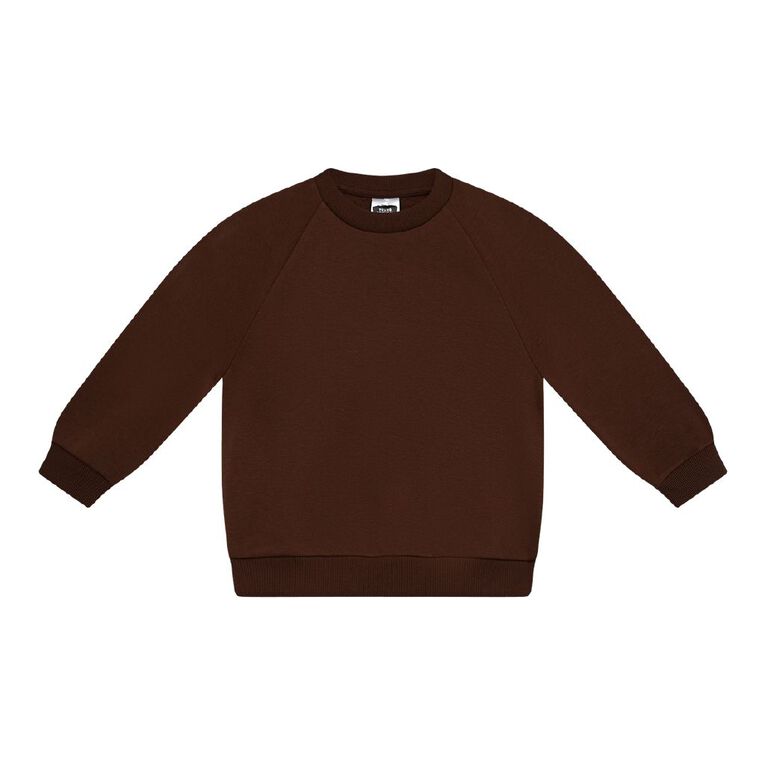 Young Original Plain Crew Raglan Sweat, Brown Dark, hi-res