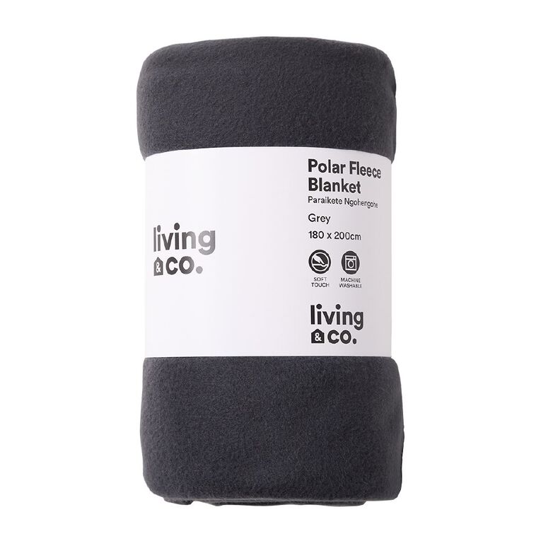 Living & Co Polar Fleece Blanket 180 X 200 Black One Size, , hi-res