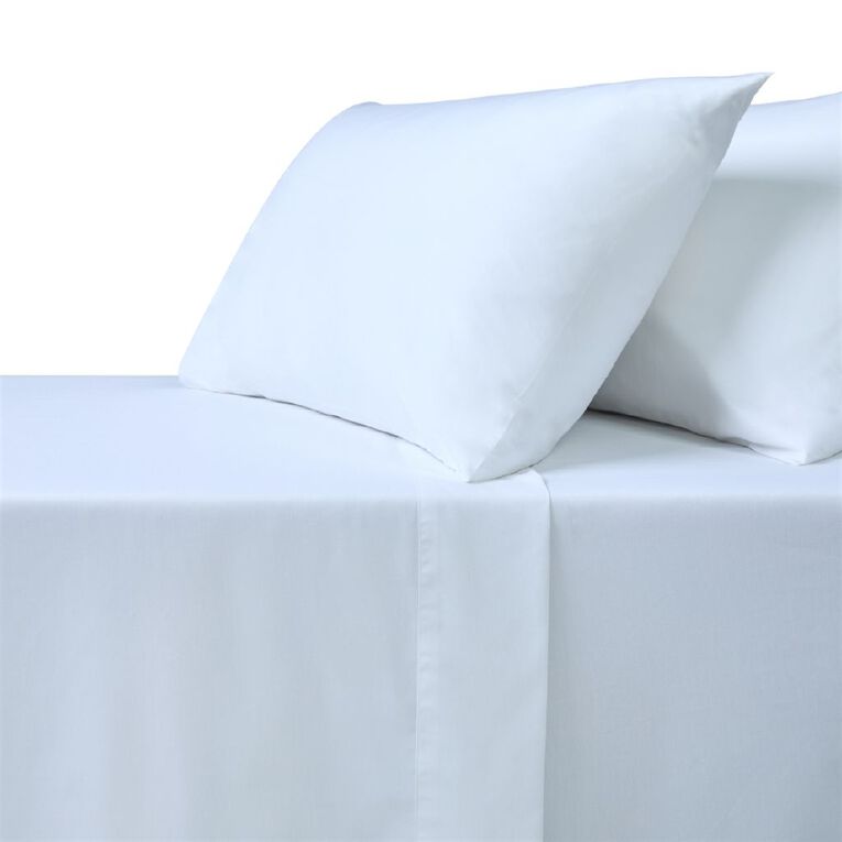 Living & Co Cotton Rich 250TC Sheet Set White King, White, hi-res