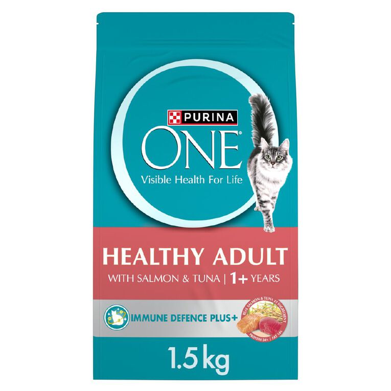 Purina ONE Healthy Adult Salmon & Tuna Dry Cat Food 1.5kg, , hi-res