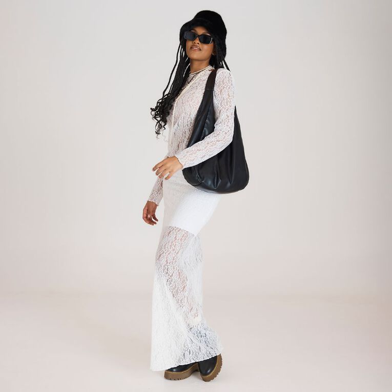 BRDRLESS Abby Lace Maxi Skirt, White, hi-res