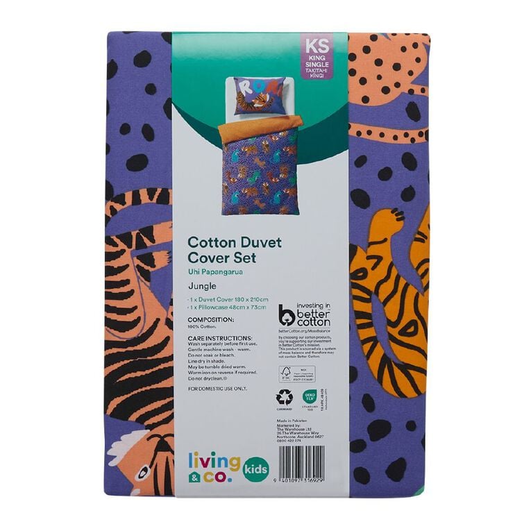 Living & Co Kids Cotton Duvet Cover Set Jungle, , hi-res