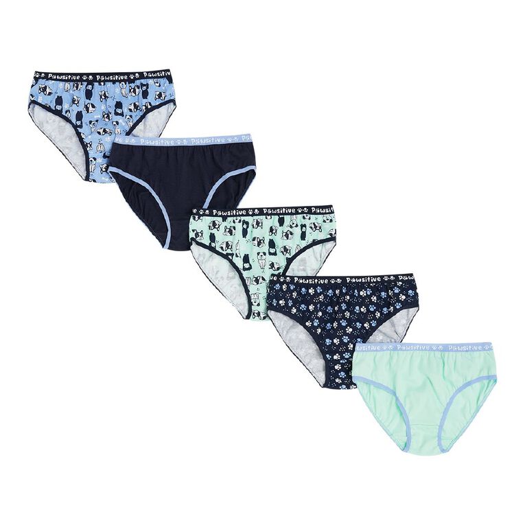 H&H Girls' Briefs 5 Pack, Blue Mid, hi-res