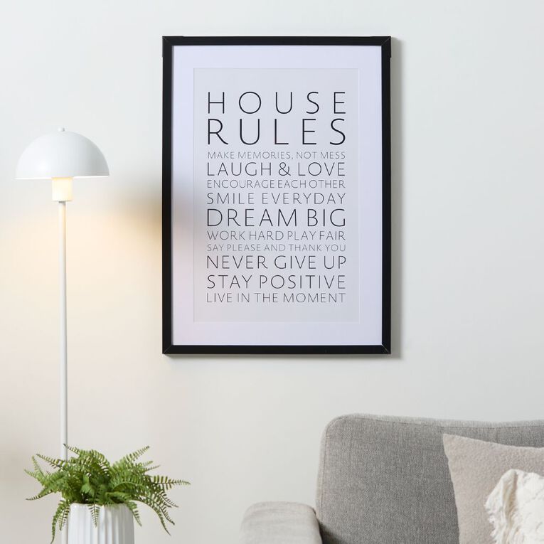 Living & Co House Rules Framed Print 50cm x 70cm, , hi-res