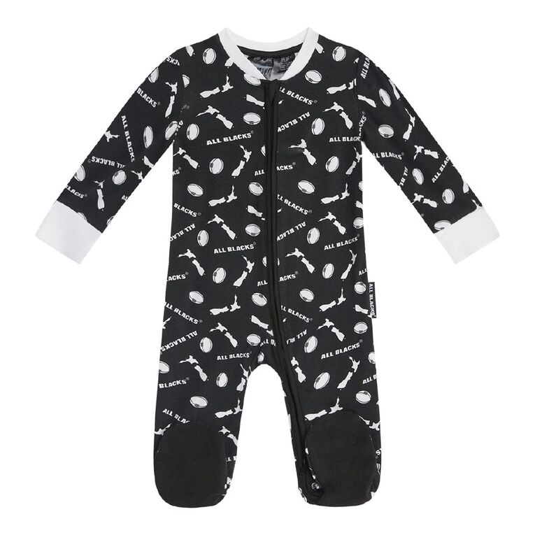 All Blacks Babies' 2 Way Zip All-in-One, Black, hi-res