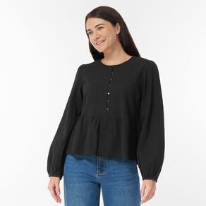 H&H Women's Long Sleeve Button Through Blouse