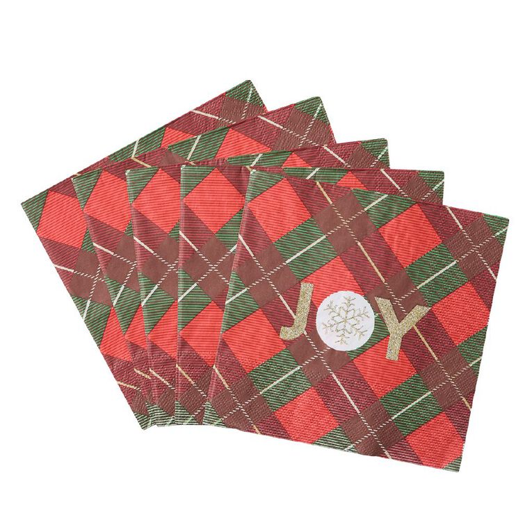 Wonderland Joyful Tidings Paper Napkins Tartan 20 Pack, , hi-res