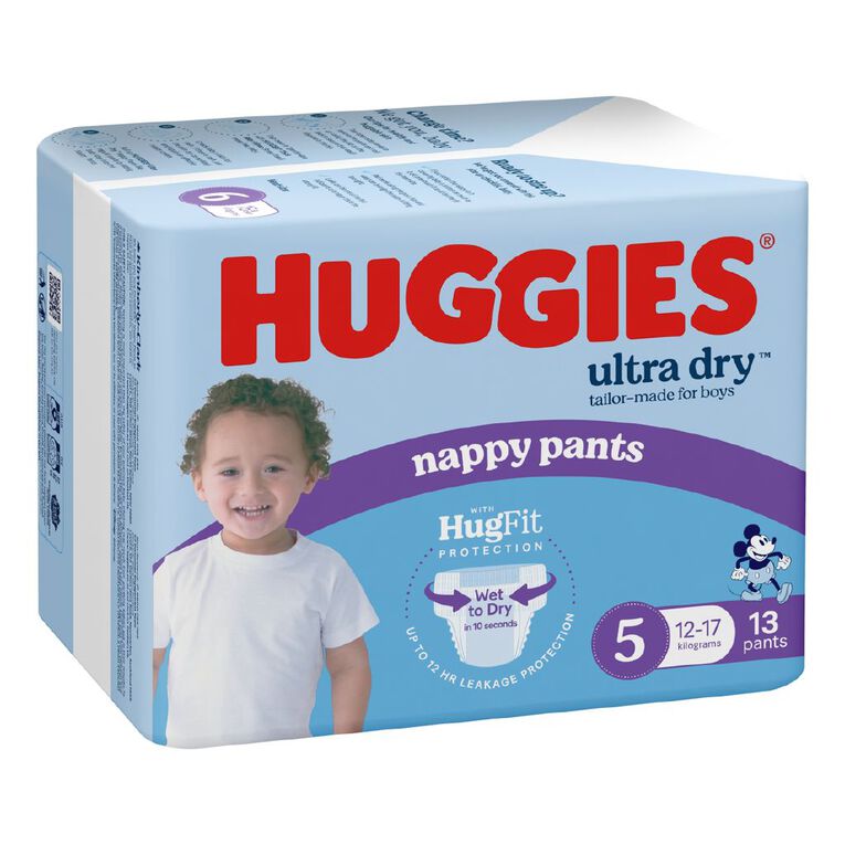 Huggies Ultra Dry Nappy Pants Walker Boy 13 Pack Size 5 12-17kg, , hi-res