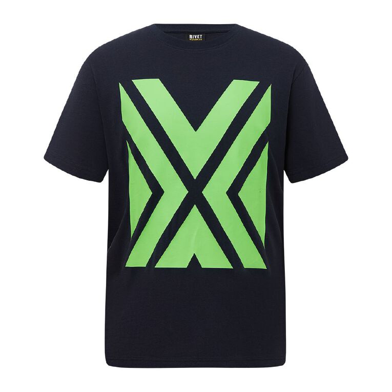 Rivet Fluoro Printed Tee, Navy, hi-res