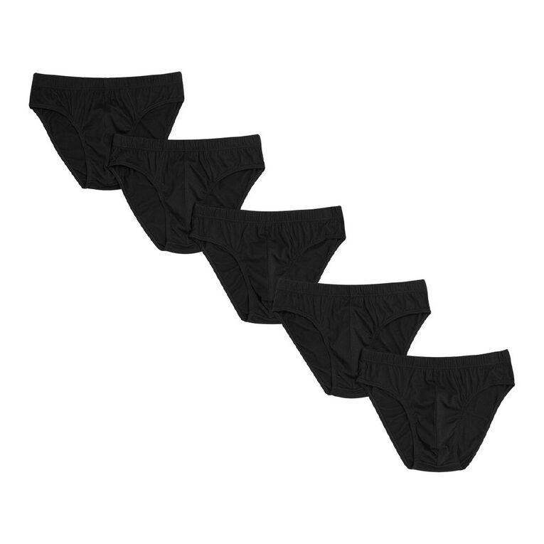 H&H Men's Briefs 5 Pack, Black, hi-res