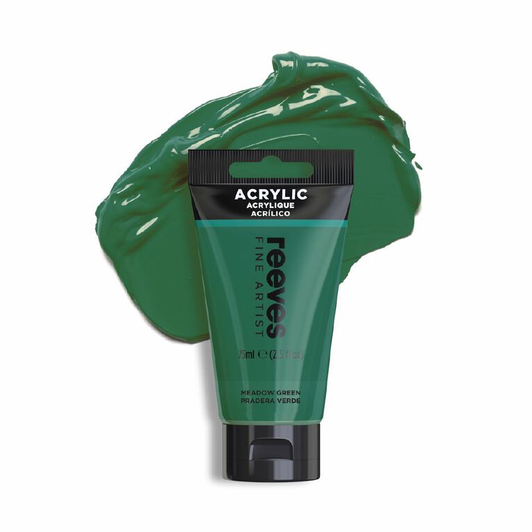 Reeves Fine Acrylic Paint Meadow Green 75ml, , hi-res