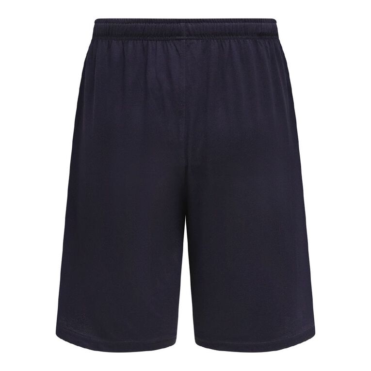 H&H Men's Knit Pyjama Shorts, Blue Dark, hi-res