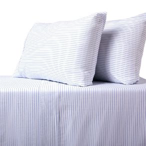 Living & Co 100% Washed Cotton Sheet Set Stripe Blue