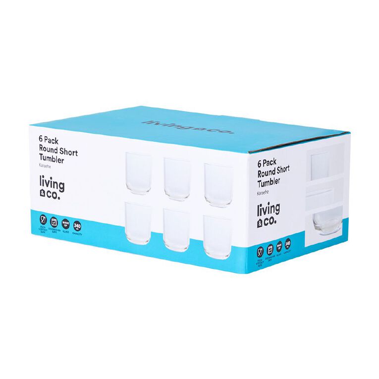 Living & Co Rounded Tumbler Short Clear 6 Pack, , hi-res