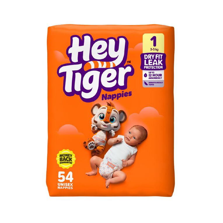 Hey Tiger Nappies Size 1 54 Piece, , hi-res