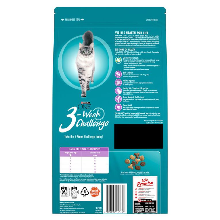 PURINA ONE Adult Sensitive Systems Salmon & Tuna Dry Cat Food 1.4kg, , hi-res
