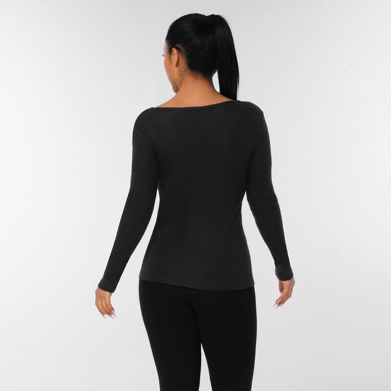 H&H Women's Merino Blend Scoop Neck Top, Black, hi-res