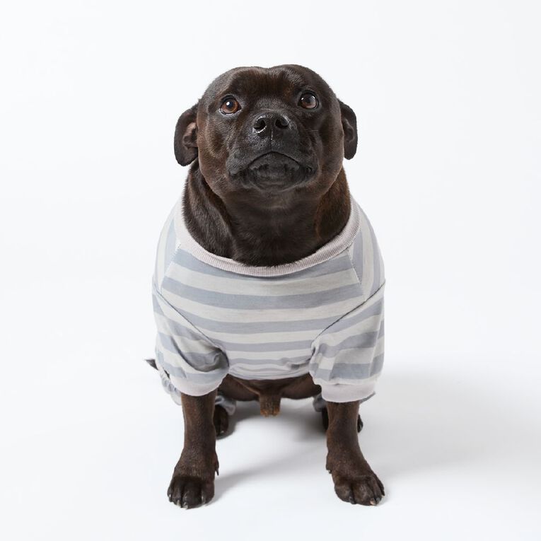 Petzone Pet Pyjamas Stripe Grey Large, , hi-res