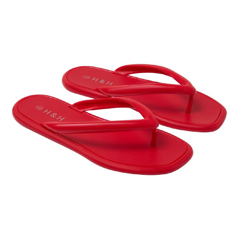 H&H Women's Coloured Jelly Beach Thongs, Red, hi-res