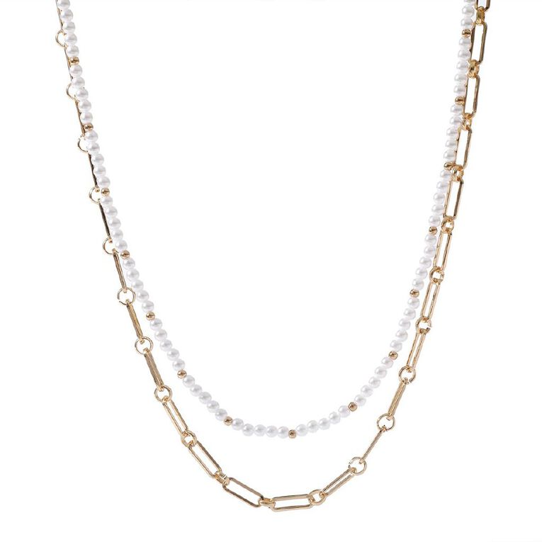 H&H Pearl Chain Gold Necklace, , hi-res
