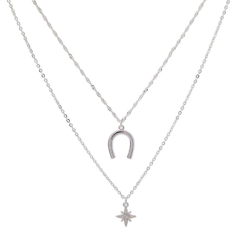 2 Layer Necklace Silver Plated, , hi-res