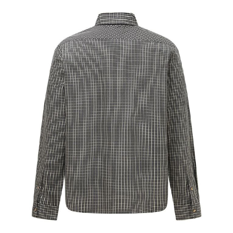 H&H Men's Long Sleeve Check Shirt, Charcoal, hi-res