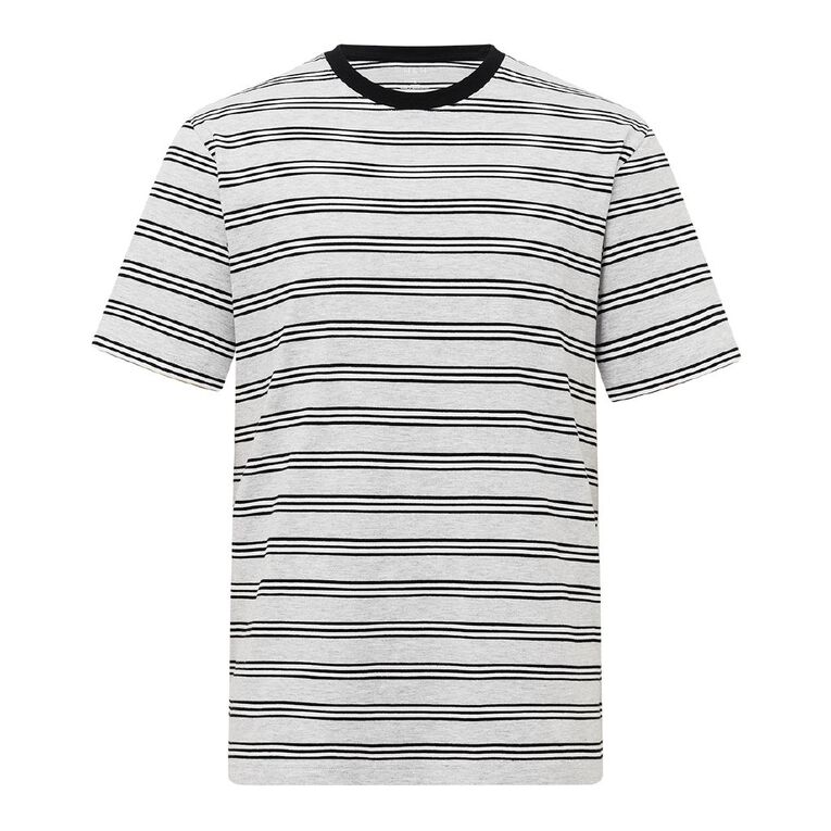 H&H Men's Regular Fit YD Stripe Tee, Grey/White, hi-res