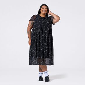 H&H Curve Women's Spot Print Mesh Tee Dress