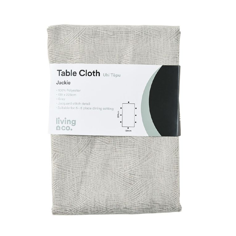 Living & Co Table Cloth Jacquard Wave Grey Mid, , hi-res