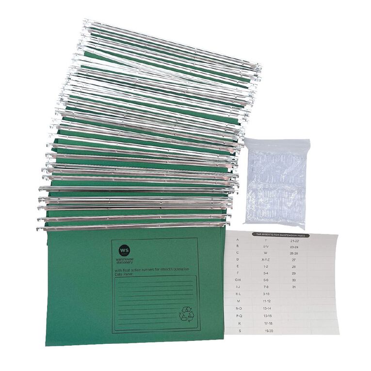 WS Suspension File Foolscap Green 50 Pack, , hi-res