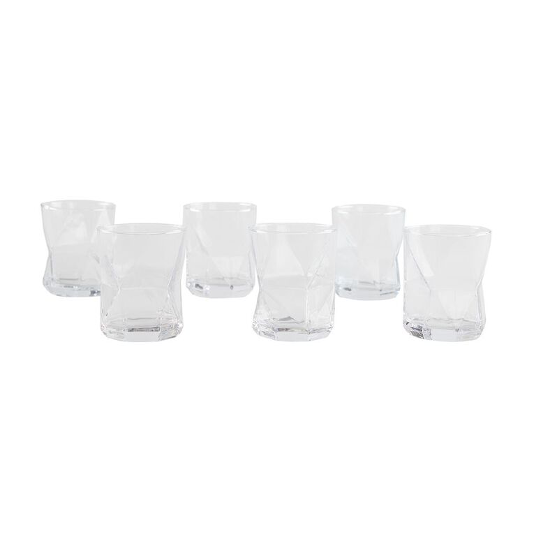 Living & Co Irregular Tumblers Short Clear 6 Pack, , hi-res