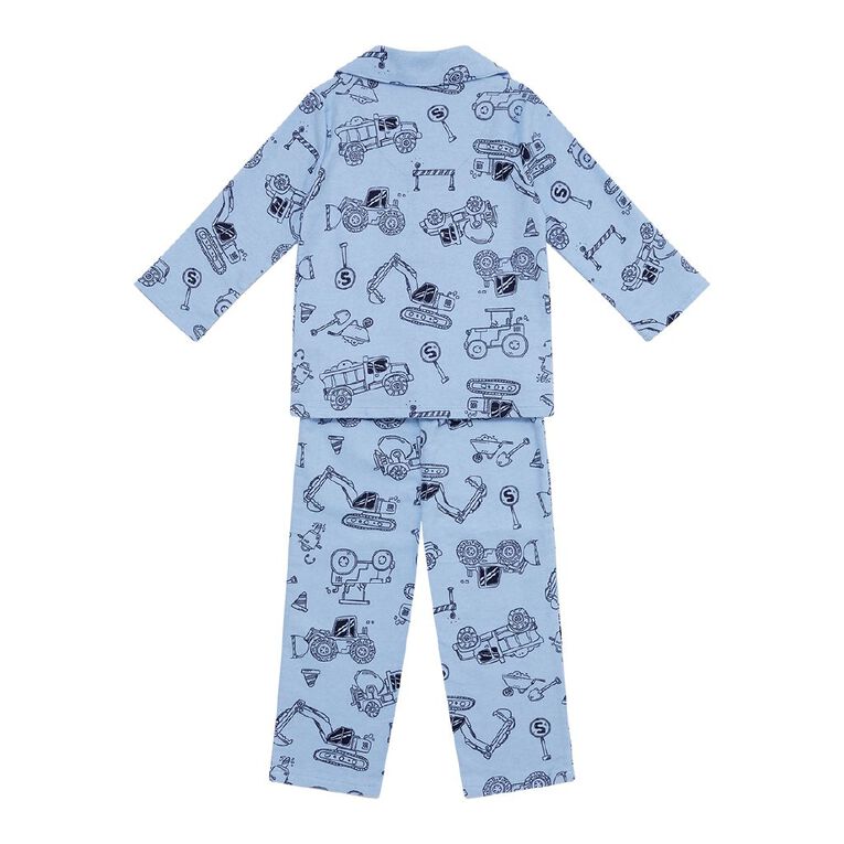 H&H Boys' Flanelette Button Up Pyjama Set, Blue Light, hi-res