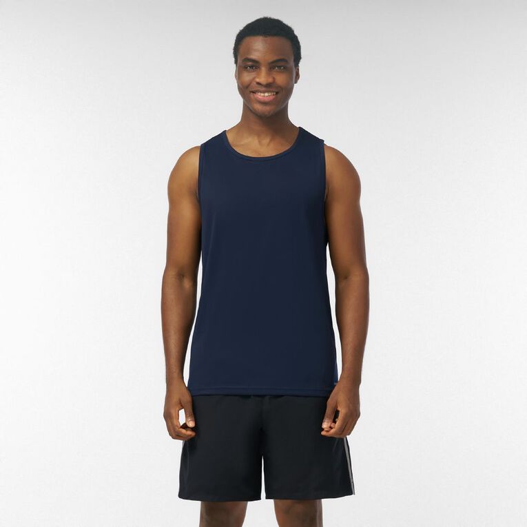 Active Intent Men's Cooldry Singlet, Blue Dark, hi-res