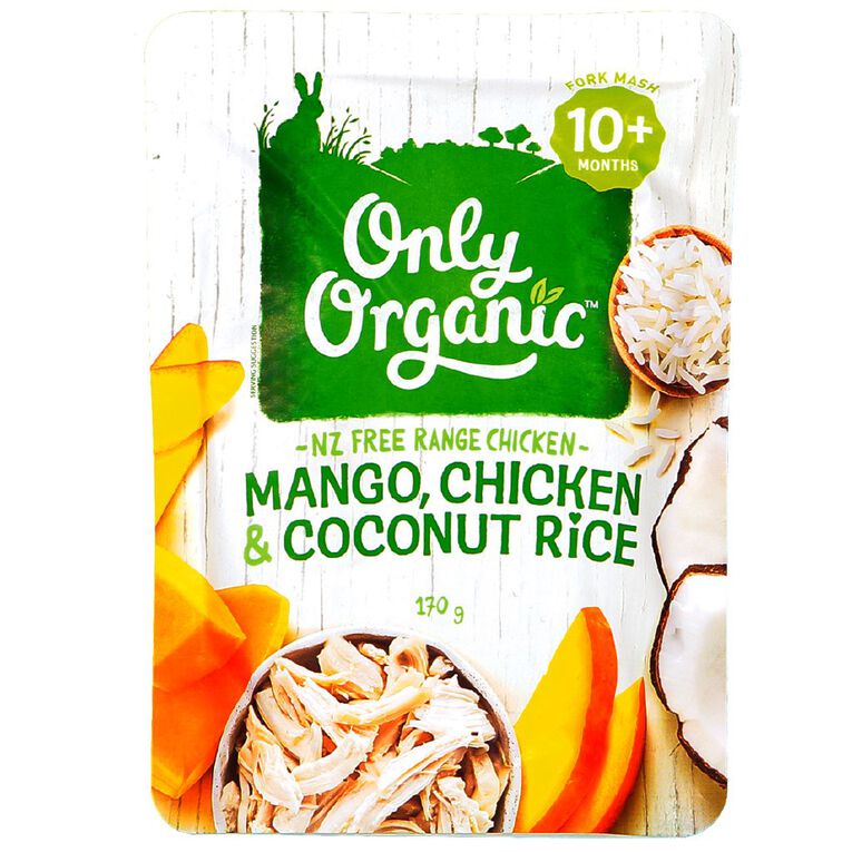 Only Organic Mango Chicken and Coconut Rice Pouch 170g, , hi-res