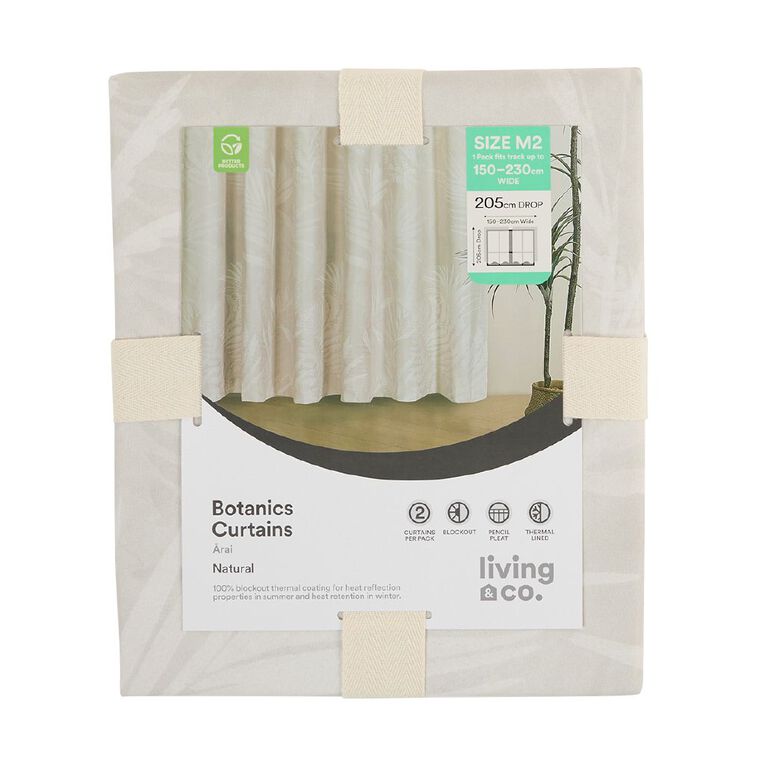 Living & Co Curtains Nature Natural 150-230cm Wide/205cm Drop, , hi-res