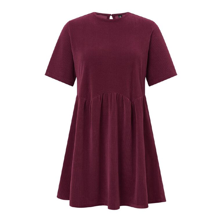 H&H Women's Short Sleeve Cord Tee Mini Dress, Pink Dark, hi-res