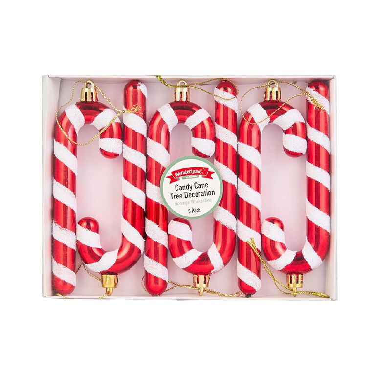 Wonderland Fun Festive Candy Cane Christmas Tree Decorations 6 Pack, , hi-res