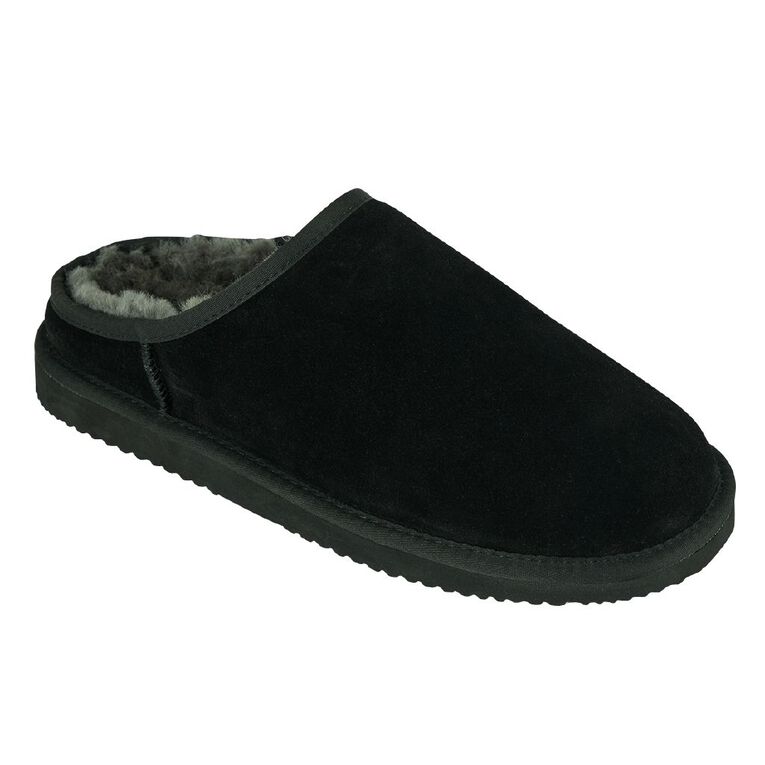 NEW ZEALAND SHEEPSKIN CO. Men's Sheepskin Lined Scuff Slippers, Black, hi-res