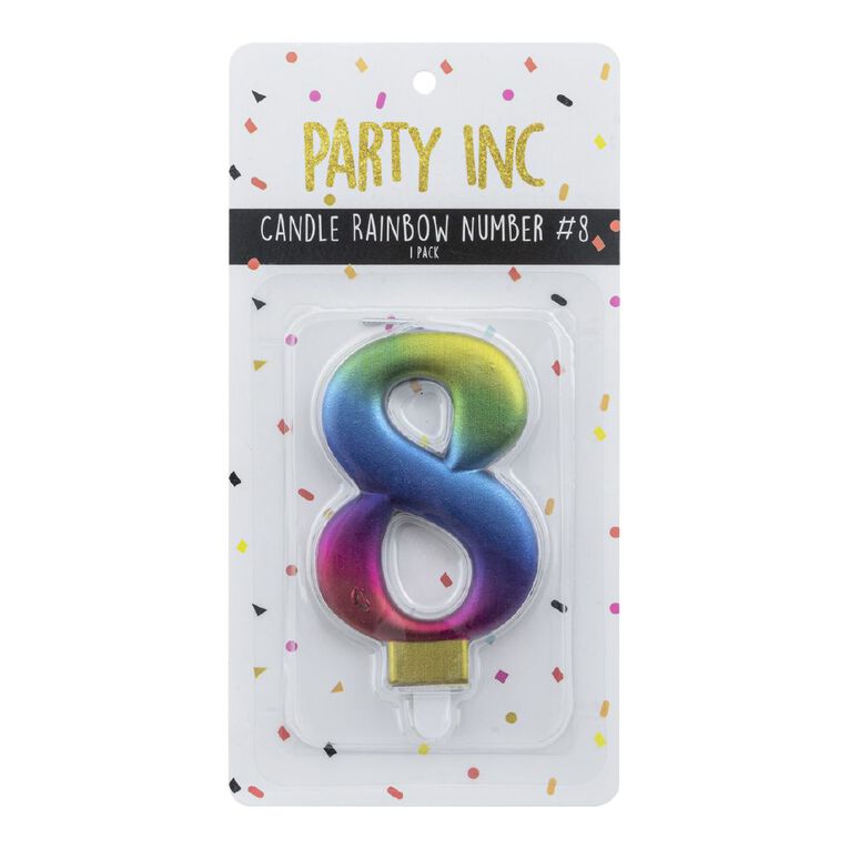 Party Inc Rainbow Candle Number #8, , hi-res